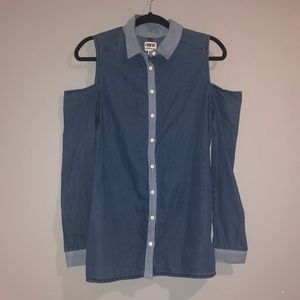 ASOS Denim “cold-shoulder” Button Down Shirt
